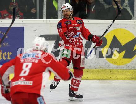 EBEL. Eishockey Bundesliga. KAC gegen	HCB Suedtirol Alperia. Torjubel Thomas Koch (KAC). Klagenfurt, am 9.12.2018.
Foto: Kuess

---
pressefotos, pressefotografie, kuess, qs, qspictures, sport, bild, bilder, bilddatenbank