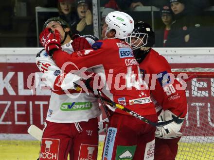 EBEL. Eishockey Bundesliga. KAC gegen	HCB Suedtirol Alperia. Adam Comrie (KAC), Deluca Ivan (Bozen). Klagenfurt, am 9.12.2018.
Foto: Kuess

---
pressefotos, pressefotografie, kuess, qs, qspictures, sport, bild, bilder, bilddatenbank