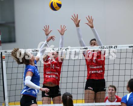 WVL. Volleyball BUndesliga Frauen. ATSC Wildcats Klagenfurt gegen SG Prinz Brunnenbau Volleys.  Daniela Katz, Noemi Laura Oiwoh (Wildcats). Klagenfurt, am 15.12.2018.
Foto: Kuess
---
pressefotos, pressefotografie, kuess, qs, qspictures, sport, bild, bilder, bilddatenbank