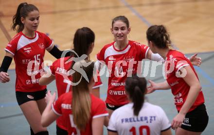 WVL. Volleyball BUndesliga Frauen. ATSC Wildcats Klagenfurt gegen SG Prinz Brunnenbau Volleys.  Jubel (Wildcats). Klagenfurt, am 15.12.2018.
Foto: Kuess
---
pressefotos, pressefotografie, kuess, qs, qspictures, sport, bild, bilder, bilddatenbank