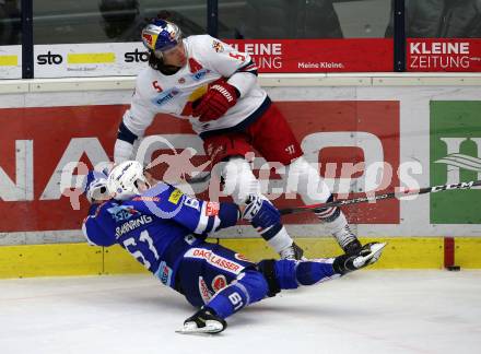 EBEL. Eishockey Bundesliga. EC VSV gegen EC Red Bull Salzburg. Patrick Spannring,  (VSV), Thomas Raffl  (Salzburg). Villach, am 21.12.2018.
Foto: Kuess 


---
pressefotos, pressefotografie, kuess, qs, qspictures, sport, bild, bilder, bilddatenbank