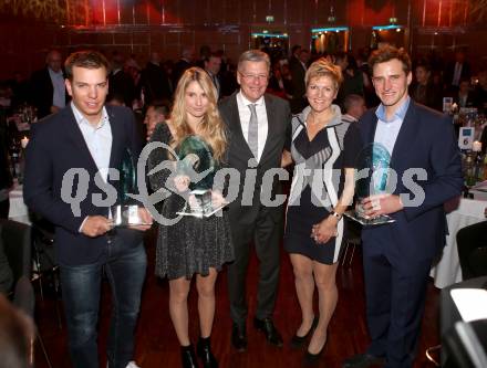 Sportgala. Nacht des Sports. Ehrung Sportler des Jahres.  Markus Salcher, Anna Gasser, Landeshauptmann Peter Kaiser, Claudia Strobl Tranninger, Matthias Mayer. Velden, 22.12.2018.
Foto: Kuess 
---
pressefotos, pressefotografie, kuess, qs, qspictures, sport, bild, bilder, bilddatenbank