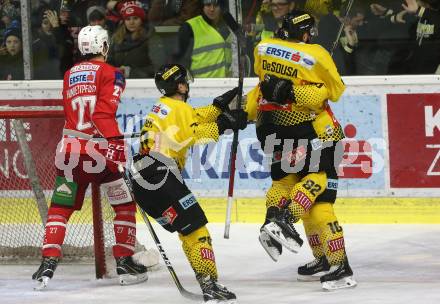 EBEL. Eishockey Bundesliga. KAC gegen	spusu Vienna Capitals. Torjubel Dorion Marc-Andre,	DeSousa Christopher, Nissner Benjamin  (Vienna Capitals). Klagenfurt, am 23.12.2018.
Foto: Kuess

---
pressefotos, pressefotografie, kuess, qs, qspictures, sport, bild, bilder, bilddatenbank