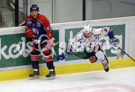 EBEL. Eishockey Bundesliga. EC VSV gegen KHL Medvescak Zagreb. Alexander Lahoda, (VSV),  Nikola Senzel   (Zagreb). Villach, am 26.12.2018.
Foto: Kuess 


---
pressefotos, pressefotografie, kuess, qs, qspictures, sport, bild, bilder, bilddatenbank