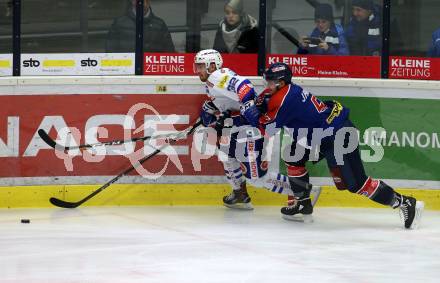 EBEL. Eishockey Bundesliga. EC VSV gegen KHL Medvescak Zagreb. Bernd Wolf,  (VSV), Ivan Jankovic  (Zagreb). Villach, am 26.12.2018.
Foto: Kuess 


---
pressefotos, pressefotografie, kuess, qs, qspictures, sport, bild, bilder, bilddatenbank