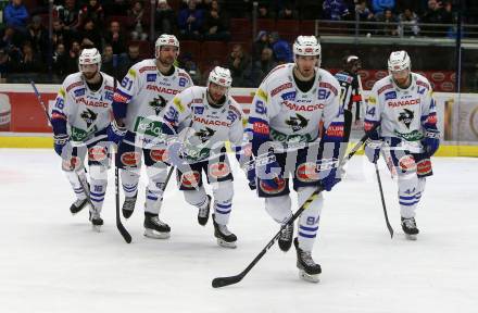 EBEL. Eishockey Bundesliga. EC VSV gegen KHL Medvescak Zagreb.  MacGregor Sharp, Patrick Spannring, Jerry Pollastrone, Brandon Alderson, Jamie Fraser (VSV). Villach, am 26.12.2018.
Foto: Kuess 


---
pressefotos, pressefotografie, kuess, qs, qspictures, sport, bild, bilder, bilddatenbank