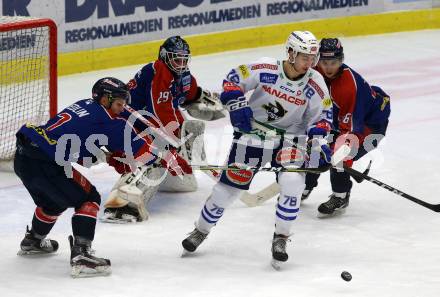 EBEL. Eishockey Bundesliga. EC VSV gegen KHL Medvescak Zagreb.  Felix Maxa, (VSV), Domen Vedlin, Vilim Rosandic, Nikola Senzel  (Zagreb). Villach, am 26.12.2018.
Foto: Kuess 


---
pressefotos, pressefotografie, kuess, qs, qspictures, sport, bild, bilder, bilddatenbank