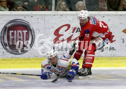 EBEL. Eishockey Bundesliga. KAC gegen	VSV. Siim Liivik,  (KAC), Blaine Down (VSV). Klagenfurt, am 28.12.2018.
Foto: Kuess

---
pressefotos, pressefotografie, kuess, qs, qspictures, sport, bild, bilder, bilddatenbank