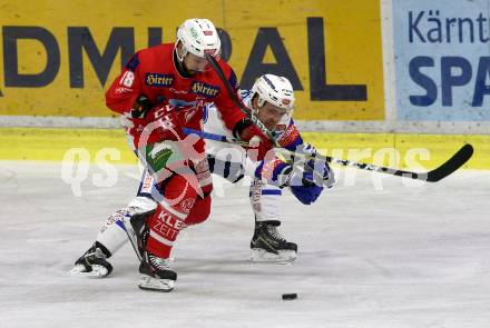 EBEL. Eishockey Bundesliga. KAC gegen	VSV. Thomas Koch, (KAC), Blaine Down  (VSV). Klagenfurt, am 28.12.2018.
Foto: Kuess

---
pressefotos, pressefotografie, kuess, qs, qspictures, sport, bild, bilder, bilddatenbank