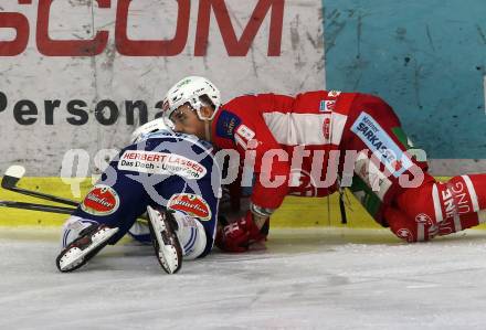 EBEL. Eishockey Bundesliga. KAC gegen	VSV. Mitch Wahl, (KAC), Nikolas Petrik  (VSV). Klagenfurt, am 28.12.2018.
Foto: Kuess

---
pressefotos, pressefotografie, kuess, qs, qspictures, sport, bild, bilder, bilddatenbank