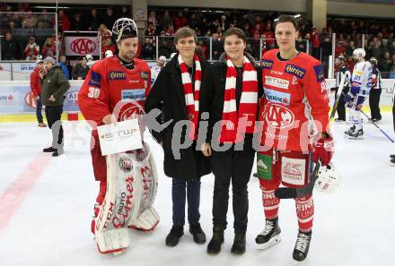 EBEL. Eishockey Bundesliga. KAC gegen	VSV. Spieler des Abends Lars Haugen, Marco Richter (KAC). Klagenfurt, am 28.12.2018.
Foto: Kuess

---
pressefotos, pressefotografie, kuess, qs, qspictures, sport, bild, bilder, bilddatenbank