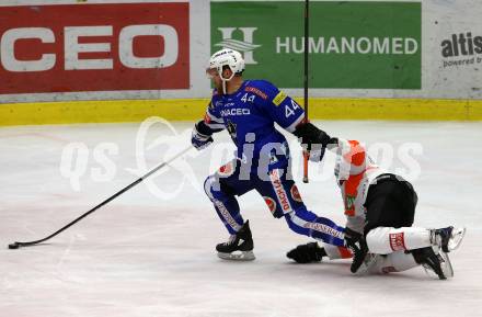 EBEL. Eishockey Bundesliga. EC VSV gegen Moser Medical Graz99ers.   Jamie Fraser,  (VSV), Dominik Grafenthin (Graz). Villach, am 30.12.2018.
Foto: Kuess 


---
pressefotos, pressefotografie, kuess, qs, qspictures, sport, bild, bilder, bilddatenbank
