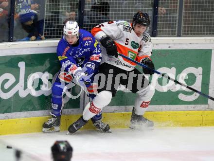 EBEL. Eishockey Bundesliga. EC VSV gegen Moser Medical Graz99ers.   Benjamin Lanzinger,  (VSV), Robin Jakobsson (Graz). Villach, am 30.12.2018.
Foto: Kuess 


---
pressefotos, pressefotografie, kuess, qs, qspictures, sport, bild, bilder, bilddatenbank