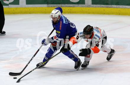 EBEL. Eishockey Bundesliga. EC VSV gegen Moser Medical Graz99ers.   Yann Sauve,  (VSV), Matt Garbowski (Graz). Villach, am 30.12.2018.
Foto: Kuess 


---
pressefotos, pressefotografie, kuess, qs, qspictures, sport, bild, bilder, bilddatenbank