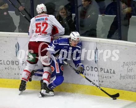 EBEL. Eishockey Bundesliga. EC VSV gegen KAC. Philipp Wohlfahrt,  (VSV),  Christoph Duller  (KAC). Villach, am 1.1.2019.
Foto: Kuess 


---
pressefotos, pressefotografie, kuess, qs, qspictures, sport, bild, bilder, bilddatenbank