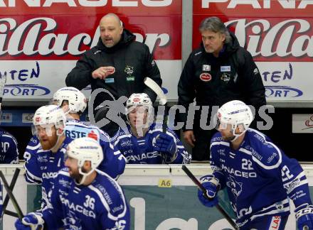 EBEL. Eishockey Bundesliga. EC VSV gegen KAC.  Trainer Gerhard UNterluggauer, Co-Trainer Ken Strong (VSV). Villach, am 1.1.2019.
Foto: Kuess 


---
pressefotos, pressefotografie, kuess, qs, qspictures, sport, bild, bilder, bilddatenbank