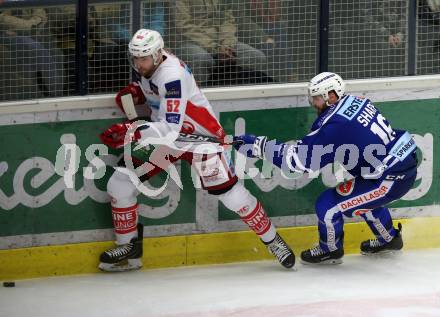 EBEL. Eishockey Bundesliga. EC VSV gegen KAC.   MacGregor Sharp,  (VSV),  Christoph Duller (KAC). Villach, am 1.1.2019.
Foto: Kuess 


---
pressefotos, pressefotografie, kuess, qs, qspictures, sport, bild, bilder, bilddatenbank