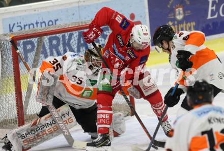 EBEL. Eishockey Bundesliga. KAC gegen	Moser Medical Graz99ers. Kozek Andrew Jacob (KAC), Rahm Robin, Caito Matthew (Graz). Klagenfurt, am 4.1.2019.
Foto: Kuess

---
pressefotos, pressefotografie, kuess, qs, qspictures, sport, bild, bilder, bilddatenbank