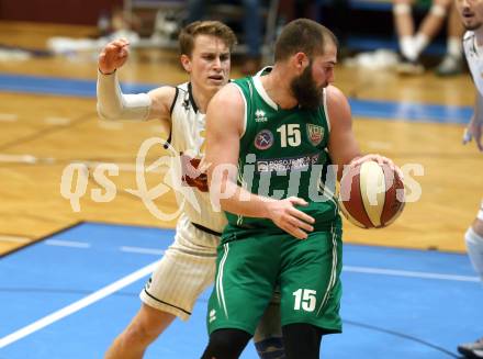 Basketball 2. Bundesliga. Grunddurchgang 13. Runde. Woerthersee Piraten gegen KOS Celovec.  Lukas Simoner,  (Woerthersee Piraten), Jaka Stemberger (KOS). Klagenfurt, am 5.1.2019.
Foto: Kuess
---
pressefotos, pressefotografie, kuess, qs, qspictures, sport, bild, bilder, bilddatenbank