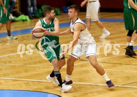 Basketball 2. Bundesliga. Grunddurchgang 13. Runde. Woerthersee Piraten gegen KOS Celovec.  Elvis Keric,  (Woerthersee Piraten), Christian Erschen (KOS). Klagenfurt, am 5.1.2019.
Foto: Kuess
---
pressefotos, pressefotografie, kuess, qs, qspictures, sport, bild, bilder, bilddatenbank