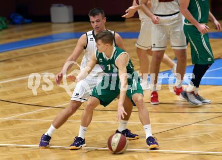 Basketball 2. Bundesliga. Grunddurchgang 13. Runde. Woerthersee Piraten gegen KOS Celovec. Elvis Keric,   (Woerthersee Piraten), Valentin Pasterk (KOS). Klagenfurt, am 5.1.2019.
Foto: Kuess
---
pressefotos, pressefotografie, kuess, qs, qspictures, sport, bild, bilder, bilddatenbank
