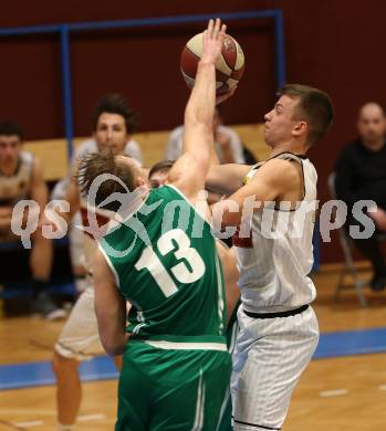 Basketball 2. Bundesliga. Grunddurchgang 13. Runde. Woerthersee Piraten gegen KOS Celovec. Elvis Keric,  (Woerthersee Piraten), Erik Kralj  (KOS). Klagenfurt, am 5.1.2019.
Foto: Kuess
---
pressefotos, pressefotografie, kuess, qs, qspictures, sport, bild, bilder, bilddatenbank