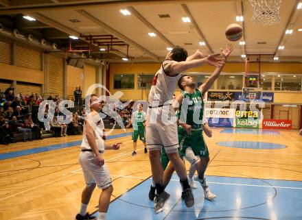 Basketball 2. Bundesliga. Grunddurchgang 13. Runde. Woerthersee Piraten gegen KOS Celovec.  Andreas Nuck,  (Woerthersee Piraten), Toman Feinig (KOS). Klagenfurt, am 5.1.2019.
Foto: Kuess
---
pressefotos, pressefotografie, kuess, qs, qspictures, sport, bild, bilder, bilddatenbank