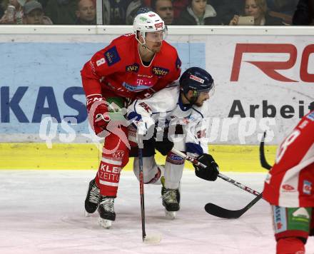 EBEL. Eishockey Bundesliga. KAC gegen	KHL Medvescak Zagreb. Nicholas Eric Petersen,  (KAC), Sergej Curcic (Zagreb). Klagenfurt, am 6.1.2019.
Foto: Kuess

---
pressefotos, pressefotografie, kuess, qs, qspictures, sport, bild, bilder, bilddatenbank