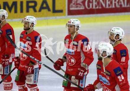 EBEL. Eishockey Bundesliga. KAC gegen	KHL Medvescak Zagreb. Witting Marcel, Wahl Mitch, Koch Thomas (KAC). Klagenfurt, am 6.1.2019.
Foto: Kuess

---
pressefotos, pressefotografie, kuess, qs, qspictures, sport, bild, bilder, bilddatenbank