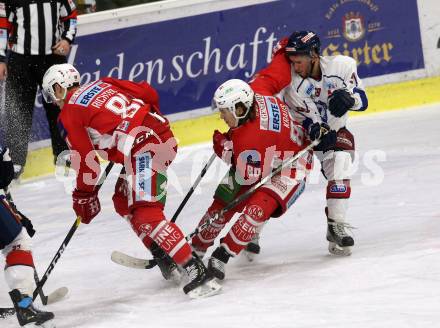 EBEL. Eishockey Bundesliga. KAC gegen	KHL Medvescak Zagreb. Marco Richter, Nikolaus Kraus,  (KAC), Fran Srketic (Zagreb). Klagenfurt, am 8.1.2019.
Foto: Kuess

---
pressefotos, pressefotografie, kuess, qs, qspictures, sport, bild, bilder, bilddatenbank