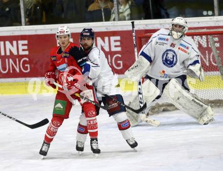 EBEL. Eishockey Bundesliga. KAC gegen	KHL Medvescak Zagreb.Marco Richter,  (KAC), Mitja Robar (Zagreb). Klagenfurt, am 8.1.2019.
Foto: Kuess

---
pressefotos, pressefotografie, kuess, qs, qspictures, sport, bild, bilder, bilddatenbank