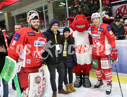 EBEL. Eishockey Bundesliga. KAC gegen	KHL Medvescak Zagreb. David Madlener, Clemens Unterweger (KAC). Klagenfurt, am 8.1.2019.
Foto: Kuess

---
pressefotos, pressefotografie, kuess, qs, qspictures, sport, bild, bilder, bilddatenbank