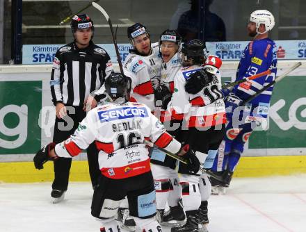 EBEL. Eishockey Bundesliga. EC VSV gegen HC Orli Znojmo.   Torjubel  (Znojmo). Villach, am 11.1.2019.
Foto: Kuess 


---
pressefotos, pressefotografie, kuess, qs, qspictures, sport, bild, bilder, bilddatenbank