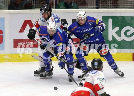 EBEL. Eishockey Bundesliga. EC VSV gegen HC Orli Znojmo.  Bernd Wolf, Benjamin Lanzinger, (VSV), Ryan Kujawinski  (Znojmo). Villach, am 11.1.2019.
Foto: Kuess 


---
pressefotos, pressefotografie, kuess, qs, qspictures, sport, bild, bilder, bilddatenbank