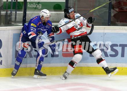 EBEL. Eishockey Bundesliga. EC VSV gegen HC Orli Znojmo.  Yann Sauve,  (VSV), Mikko Vainonen (Znojmo). Villach, am 11.1.2019.
Foto: Kuess 


---
pressefotos, pressefotografie, kuess, qs, qspictures, sport, bild, bilder, bilddatenbank