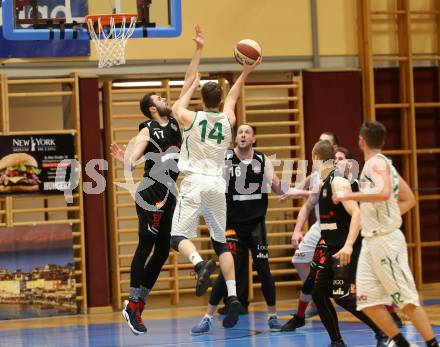 Basketball 2. Bundesliga. Grunddurchgang 14. Runde. KOS Celovec gegen   	BK Mattersburg Rocks.  Lovro Fizuleto (KOS), Tobias Winkler (BK Mattersburg Rocks). Klagenfurt, am 13.1.2019.
Foto: Kuess
---
pressefotos, pressefotografie, kuess, qs, qspictures, sport, bild, bilder, bilddatenbank