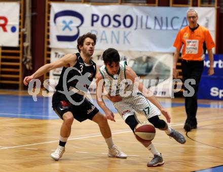 Basketball 2. Bundesliga. Grunddurchgang 14. Runde. KOS Celovec gegen   	BK Mattersburg Rocks. Volkan Oezdemir (KOS), Jan Nicoli (BK Mattersburg Rocks). Klagenfurt, am 13.1.2019.
Foto: Kuess
---
pressefotos, pressefotografie, kuess, qs, qspictures, sport, bild, bilder, bilddatenbank