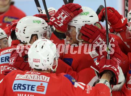 EBEL. Eishockey Bundesliga. KAC gegen	Dornbirn Bulldogs. Jubel Adam Comrie (KAC). Klagenfurt, am 13.1.2019.
Foto: Kuess

---
pressefotos, pressefotografie, kuess, qs, qspictures, sport, bild, bilder, bilddatenbank
