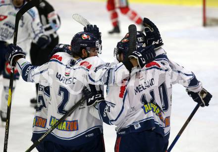 EBEL. Eishockey Bundesliga. KAC gegen	Fehervar AV 19. Torjubel Eric Wayne Meland (Alba Volan). Klagenfurt, am 18.1.2019.
Foto: Kuess

---
pressefotos, pressefotografie, kuess, qs, qspictures, sport, bild, bilder, bilddatenbank