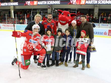 EBEL. Eishockey Bundesliga. KAC gegen	Fehervar AV 19. Spieler des Abends Martin Schumnig, Adam Comrie (KAC). Klagenfurt, am 18.1.2019.
Foto: Kuess

---
pressefotos, pressefotografie, kuess, qs, qspictures, sport, bild, bilder, bilddatenbank