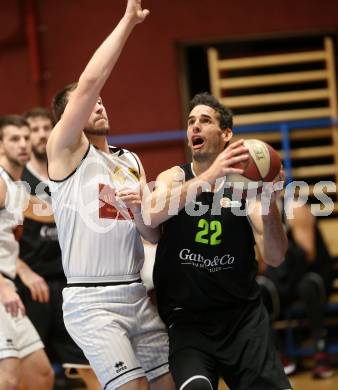 Basketball 2. Bundesliga. Grunddurchgang 15. Runde. Woerthersee Piraten gegen Basket Flames.  Maximilian Kunovjanek, (Woerthersee Piraten),  Fabricio Vay  (Basket Flames). Klagenfurt, am 5.1.2019.
Foto: Kuess
---
pressefotos, pressefotografie, kuess, qs, qspictures, sport, bild, bilder, bilddatenbank