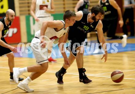 Basketball 2. Bundesliga. Grunddurchgang 15. Runde. Woerthersee Piraten gegen Basket Flames.  Elvis Keric,  (Woerthersee Piraten), Denis Soldo (Basket Flames). Klagenfurt, am 5.1.2019.
Foto: Kuess
---
pressefotos, pressefotografie, kuess, qs, qspictures, sport, bild, bilder, bilddatenbank