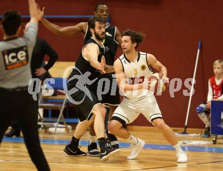 Basketball 2. Bundesliga. Grunddurchgang 15. Runde. Woerthersee Piraten gegen Basket Flames.  Sebastian Schaal, (Woerthersee Piraten), Denis Soldo  (Basket Flames). Klagenfurt, am 5.1.2019.
Foto: Kuess
---
pressefotos, pressefotografie, kuess, qs, qspictures, sport, bild, bilder, bilddatenbank