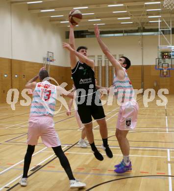 Basketball 2. Bundesliga. Grunddurchgang 15. Runde. Raiders Villach gegen Deutsch Wagram Alligators.  Antonio Boban (Villach), Marko Goranovic (Deutsch Wagram Alligators). Klagenfurt, am 20.1.2019.
Foto: Kuess
---
pressefotos, pressefotografie, kuess, qs, qspictures, sport, bild, bilder, bilddatenbank