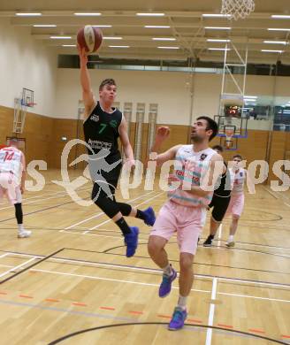 Basketball 2. Bundesliga. Grunddurchgang 15. Runde. Raiders Villach gegen Deutsch Wagram Alligators. Antonio Boban  (Villach), Jan Kvasnicka  (Deutsch Wagram Alligators). Klagenfurt, am 20.1.2019.
Foto: Kuess
---
pressefotos, pressefotografie, kuess, qs, qspictures, sport, bild, bilder, bilddatenbank