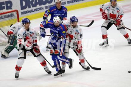 EBEL. Eishockey Bundesliga. EC VSV gegen HC TWK Innsbruck. Sharp MacGregor (VSV), Spurgeon Tyler, Guimond Sacha (Innsbruck). Villach, am 25.1.2019.
Foto: Kuess 


---
pressefotos, pressefotografie, kuess, qs, qspictures, sport, bild, bilder, bilddatenbank