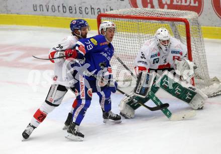 EBEL. Eishockey Bundesliga. EC VSV gegen HC TWK Innsbruck.  Down Blaine (VSV), Boivin Michael, Gracnar Luka (Innsbruck). Villach, am 25.1.2019.
Foto: Kuess 


---
pressefotos, pressefotografie, kuess, qs, qspictures, sport, bild, bilder, bilddatenbank