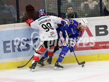 EBEL. Eishockey Bundesliga. EC VSV gegen HC TWK Innsbruck.  Fraser Jamie (VSV), Lamoureux Mario (Innsbruck). Villach, am 25.1.2019.
Foto: Kuess 


---
pressefotos, pressefotografie, kuess, qs, qspictures, sport, bild, bilder, bilddatenbank