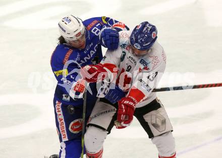EBEL. Eishockey Bundesliga. EC VSV gegen HC TWK Innsbruck.  Szabad Kevin (VSV), Spurgeon Tyler (Innsbruck). Villach, am 25.1.2019.
Foto: Kuess 


---
pressefotos, pressefotografie, kuess, qs, qspictures, sport, bild, bilder, bilddatenbank