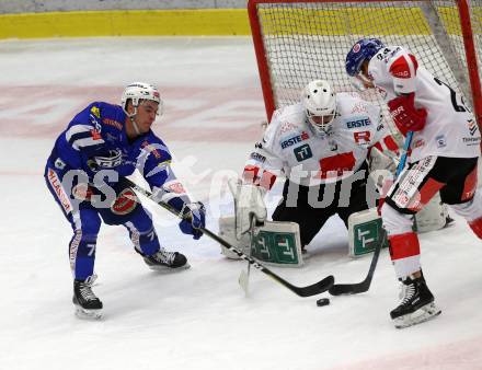EBEL. Eishockey Bundesliga. EC VSV gegen HC TWK Innsbruck. Down Blaine   (VSV), Boivin Michael, Gracnar Luka (Innsbruck). Villach, am 25.1.2019.
Foto: Kuess 


---
pressefotos, pressefotografie, kuess, qs, qspictures, sport, bild, bilder, bilddatenbank